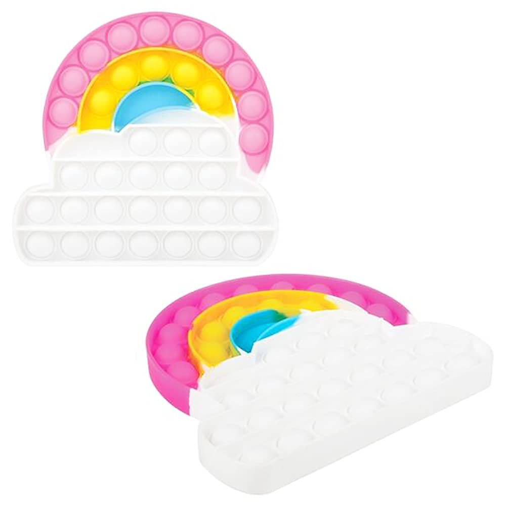 The Dreidel Company Rainbow Silicone Push Bubble Poppers, Rainbow Sensory Shape, Stress Reliever Autism Toy, Anti-Anxiety Toys, Assorted Colors, 6.5"