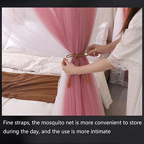 Mosquitera con 4 dosel para cama grande de dos metros decorativa rosa de dormitorio 8