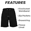 Keanu 2 Pack Mens Regular Fit Fleece Shorts with Zip Pockets, Elastic Waistband, and Drawstring – Size 2XL - Black/Black Pack #1