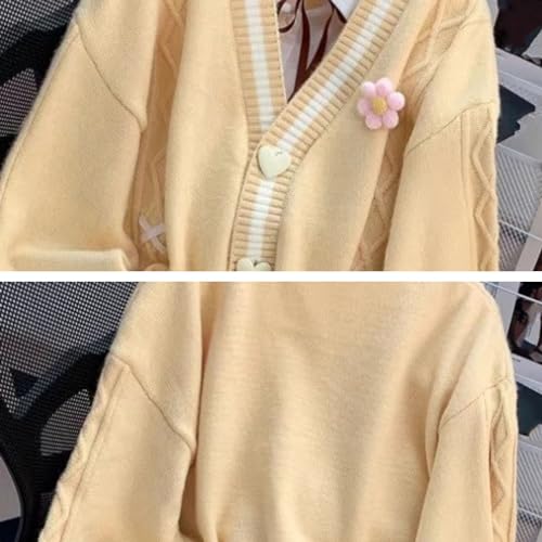 Image of Chevara Women's Cute Sweet Cardigan Sweater Kawaii School Uniform Button Long Sleeve V-Neck Knitted Outerwear