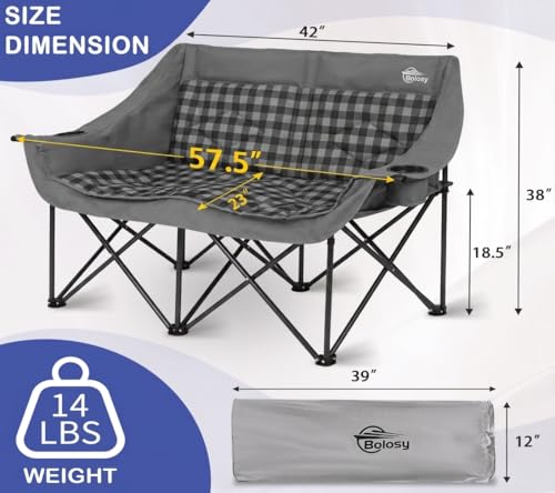 Image of Bolosy Double Camping Chair Oversized Camping Loveseat