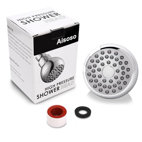 (7.6cm ) - High Pressure Shower Head 7.6cm Anti-clog Anti-leak Fixed Showerhead Chrome with Adjustable Swivel Brass Ball Joint for Relaxing and Comfortable Shower Experience Aisoso