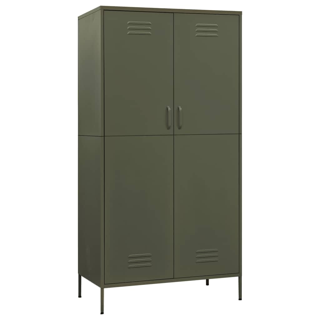 vidaXL Kleiderschrank Olivgrün aus Stahl – Maße 90 x 50 x 180 cm