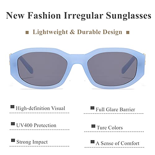 Image of LASPOR Irregular Sunglasses for Women Men Trendy Retro Vintage Rectangle Glasses Hexagon Shades Driving UV400 Protection