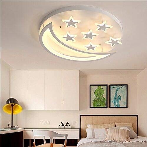 Plafonnier moderne LED acrylique étoiles lune luminaire chambre enfant blanc 500mm