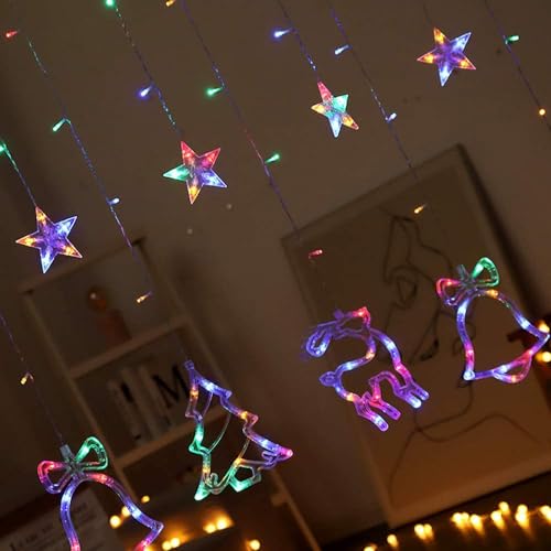 Image of Desidiya Christmas Reindeer LED Curtain String Lights Window Curtain Lights with 8 Flashing Modes Decoration for Christmas Christmas Lights, Led Curtain Light, Festive Light Multicolor - 2.5m