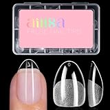 AILLSA Extra Short Almond Nail Tips for DIY Beginners - 12 Sizes 120pcs Half Matte False Nail Tips Pre-shaped Short Nails Tips, Acrylic Fake Press on Nails Extension