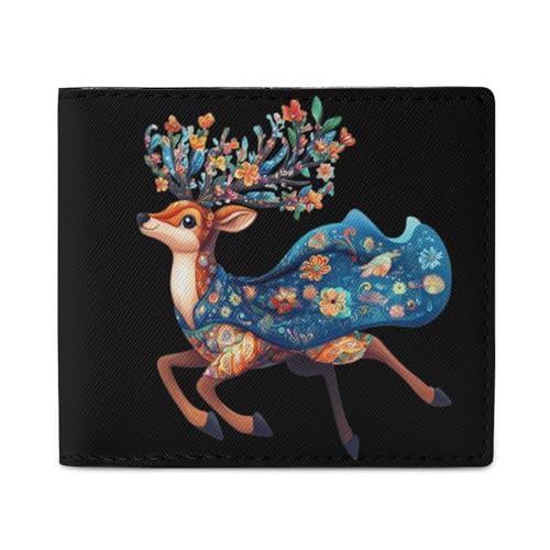 Christmas Deer Coin Purse PU Leather Bifold Wallet Small Change Purse Pouch Front Pocket Wallets