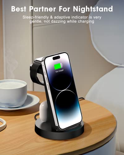Draadloze oplader, snel inductief laadstation met 18 W fast-adapter, 3-in-1 draadloze oplader, compatibel met iPhone-14/13/12/11/Pro/SE/X/XS/XR/8 Apple Watch 8/7/6/SE/SE/5/4/3/2, Air Pods Pro - Image 8