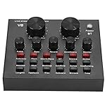 V8 Audio Sound Card, Black External Bluetooth Audio Mixer, Portable PC Karaoke Live Broadcast DJ Sound Controller, Multi-Voice Changing Sound Card, 7 Kinds of Connection Methods etc.