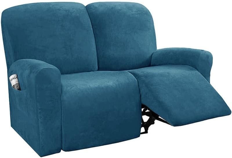 2 Seater Recliner chair covers Velvet, 6 pieces Stretch Double recliner covers for recliner chair Lounger Chair Slipcover for Loveseat Recliner Couch Covers Furniture Protector ( Color : Gray )