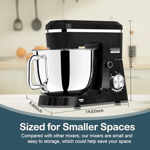 Image of Household Stand Mixer with 6.5 Quart Bowl, Electric Food Mixer 10+p Speeds 660W (Black)