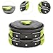 Yiju Lightweight Aluminum Alloy Camping Cookware Set with Storage Bag for Outdoor Cooking, Green