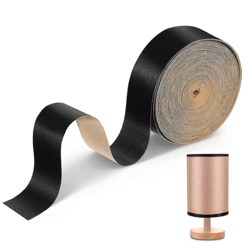 Homoyoyo Easy Install Lampshade Edge DIY Lampshade Strips Repair Tape Easy Peel and Stick for Table Floor Lamps Black for Strip Desk Self-Adhesive Edge Banding for Round Drum Trim Length 393.7In