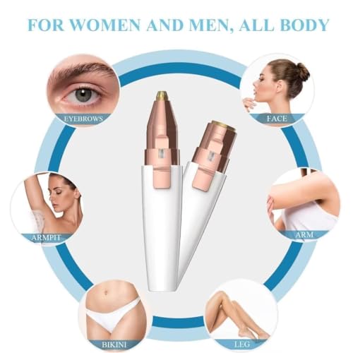 Image of VERTIS 2-in-1 Eyebrow Trimmer for Women - Facial Hair Remover Machine For Women - Face,Upper Lips,Cheek, Chin and Nose Hair Remover, USB RECHARGEABLE Epilator With Light (White)