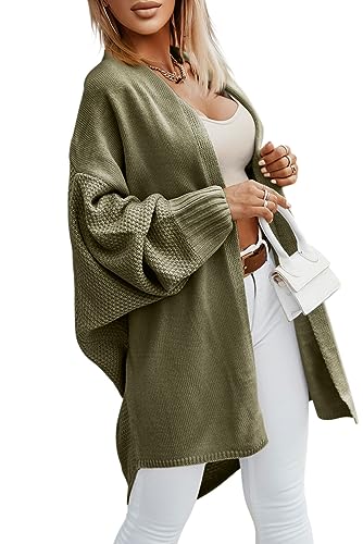 Miladusa Oversized Cardigans for Women Fall 2025 Trendy Open Front Batwing Sleeve Long Cardigan Sweaters2