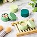 Maxcheck 4 Pcs Travel Containers for Toiletries 0.68 Oz/20 ml Small Silicone Cream Jar with Lid Mini Leakproof Lotion Jar Refillable Travel Cosmetic Container for Face Body Skin Cream (Green Color)