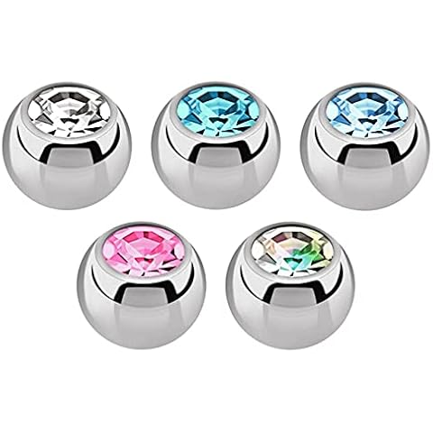 Modern Nature Piercingschmuck - Piercing de bola de acero (1,6 x 5 mm), Turquesa, Cristal Cover