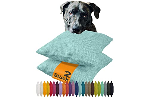 npluseins 2er Pack Kissenhüllen mit Struktur-Muster - Polsteroptik 617.767, 1 Pack (2 Stück) - Kissenhüllen 40 x 40 cm, türkis meliert