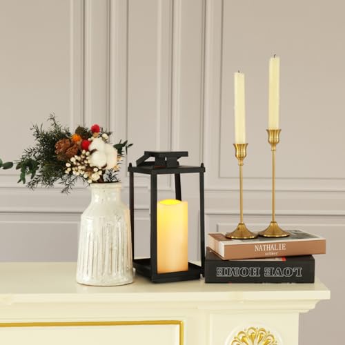 Image of NEEDOMO Lanterns Decorative Indoor& Outdoor, 13.4 inch Metal Tabletop Decor Lantern for Patio Home, Candle Holders for Home Kitchen Coffee Table Livinig Room Decor