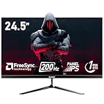 24.5 Inch IPS PC 200Hz Gaming Monitor, FHD 1080p Screen, 1ms Without Bezel, freesync, 99% sRGB, 178 ° Angle View, HDMI、DisplayPort, Compatible with Wall mounting 75 * 75MM - Black
