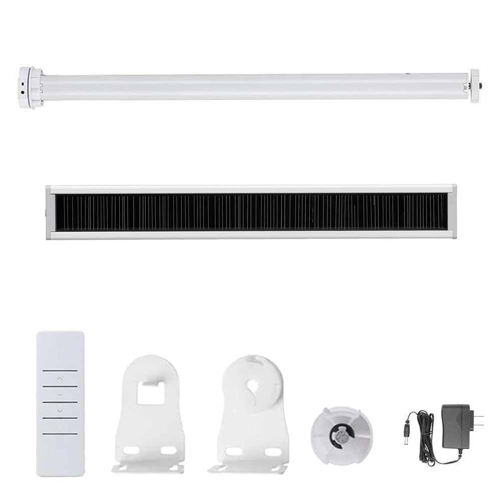 Solar Powered Motorized Roller Shade Kit for 1.5" Tube (38mm) | Rechargeable Electric Blind Motor with Remote | Wireless DIY Retrofit Driver | 2600mAh Battery (1.1 N.m Torque)