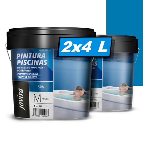 JOVIRA PINTURAS Pintura Piscinas al Agua. Protección y decoración de piscinas. (2x4 Litros, Azul)