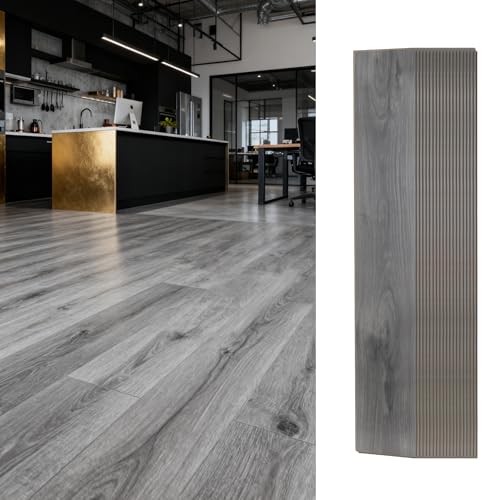 27 Sq.Ft.Vinyl Click-Lock Rigid Flooring–Softer & Quieter Underfoot, Non-Slip & Waterproof, Scratch-Resistant,Low-Formaldehyde Comfort Core Planks (Light Grey)