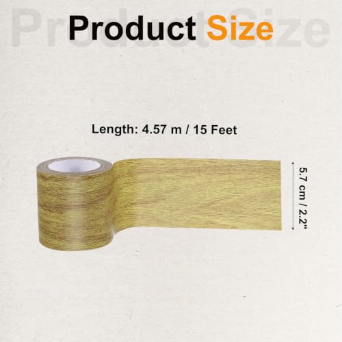 Image of PATIKIL Wood Grain Tape 2.2 inch x 15 Ft, Self-Adhesive Wood Texture Repair Tape Realistic Wooden Effect Patch for Furniture Cabinets Floor Walls, Brown Oak