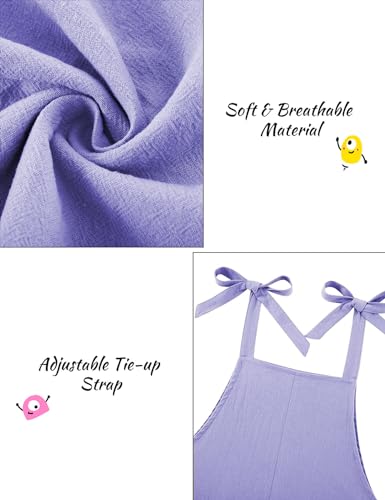 Image of Girls Romper Sleeveless Adjustable Tie-Up Strap Short Jumpsuits Summer Clothes with Pocket 5-12 years