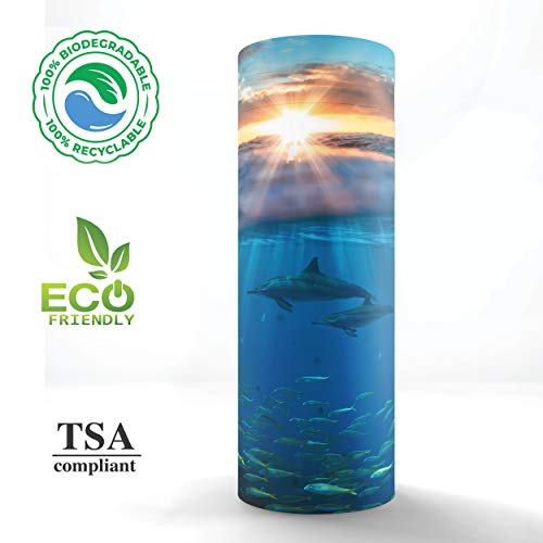 Image of Commemorative Cremation Urns Dolphin Divinity Scattering Urn - Biodegradable, Paper, Blue, Dolphin Pattern - Cremation Urns - Adult Ashes - 100 cubic inches