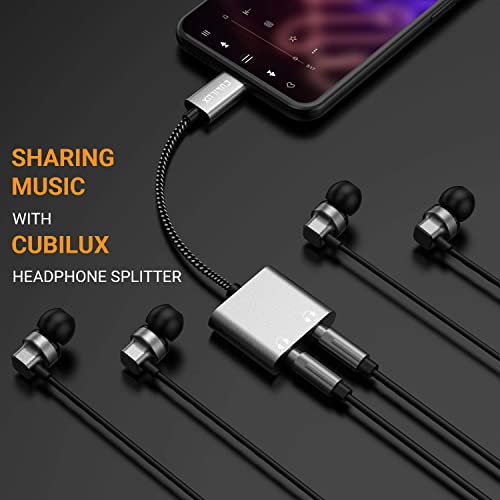Image of Cubilux USB C Dual Headphones Splitter Compatible with iPhone 17 /16 /15, iPad Pro 13 /11 iPad Air 13 /11 iPad 11 /10, Type C to Double 3.5mm Audio Splitter, 2-Way Earphone Adapter for Phone, Tablet