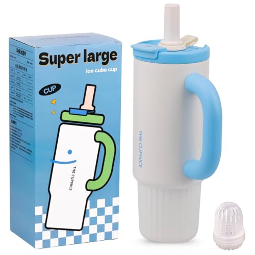 Image of 1000ML Stainless Steel Tumbler with Lid, Straw & Tea Filter | Hot and Cold Double Insulated Sipper Mug | 100% Leak Proof Coffee Tumbler Cupholder for Office, Gym, Travelling White