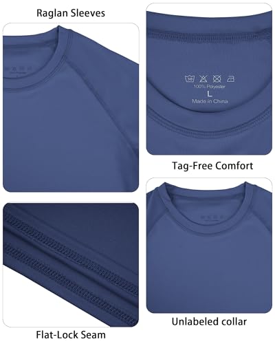 Image of Boys UPF 50+ Rash Guard Swim Shirt, Kids Youth Long Sleeve Sun Protection UV Rashguard Shirts for Water Surfing Beach