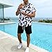 Mens Swim Set,Mens Beach Outfit Sumemr Tropical Print Button Down Shirt And Shorts 2 Piece Resort Beachwear Hawaiian Fashion Shorts Set(16-White,X-Large)
