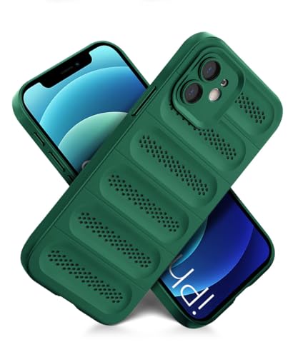 Image of WOW IMAGINE Ultimate Silicone Back Cover Case for iPhone 12 | Heat Dissipation Thin Soft TPU | 360 Camera Protection | Breathable Cooling Holes - Forest Green