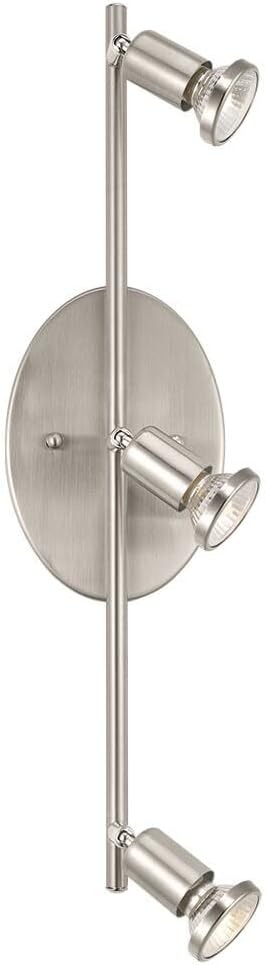 EGLO Buzz 20" Track Light 3-LED Dimmable Adjustable Wall and Ceiling Fixture for Kitchen Island, Hallway, and Dinning Room, Satin Nickel