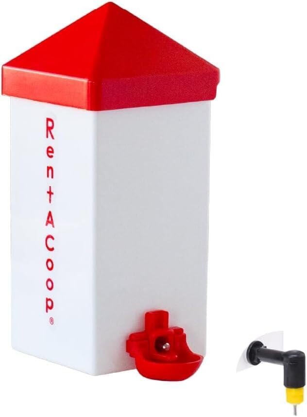 RentACoop 32oz (1 Liter) Drinker Plus 2 Versatile Nipples - Suitable for Chicks, Quail, Pigeons, Doves, and Other Smaller Birds - 1 Pack
