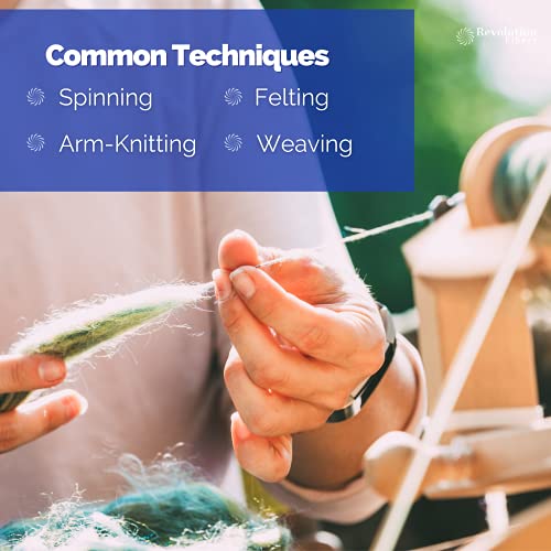 Revolution Fibers Corriedale Wool Roving 1 Lb (16 Ounces) For Spinning | Soft Chunky Jumbo Yarn For Arm Knitting Blanket |100% Natural Undyed (Off-White) Wool Yarn Bulk, Felting Core, Carded Stuffing #TOP5