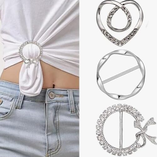 Image of 2 Pcs Scarf Ring Clips for Women Metal Shirt Tightener Cinch Buckle for Silk Scarf Shawl Blouse Sweater T Shirt Clothing Accessories