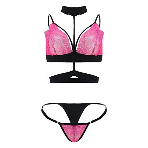 Lingerie dentelle rose grand confort grâce au bandage ajustable au dos