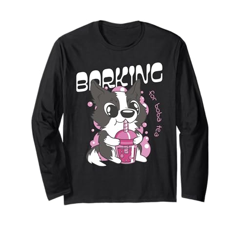 Barking for Boba Tea - Simpatico cane Kawaii Boba Lover Design Maglia a Manica