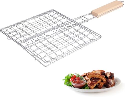 Panier à Rôtir à Poisson, Panier Grille pour Barbecue, Accessoires Inoxydables Panier pour Barbecue, pour la Cuisson des Poissons, Légumes ou Crevettes,...