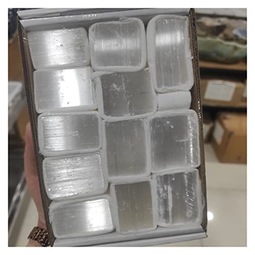 WALLBIG Cristal Naturel Rugueux Une boîte Naturel Blanc sélénite Cristal bâton puces Gypse Quartz minéraux Bruts Reiki spécimen Point Pierre de guérison Bricolage Gifi décoration de la Maison