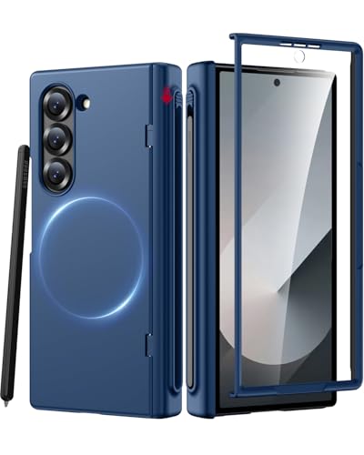 Coque Samsung Galaxy Fold 6 bleu stylé pour le bureau et les voyages