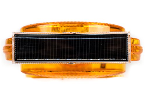 (One Ea) RK Safety BLIGHT-ST Solar Rechargeable Barricade Amber LED Warning Lights | Traffic signal Flashing 2-Sided Visibility, Type A/C, 3-Way Operation Switch | W/Switch Pin and Bolt, Flasher light