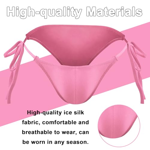 Men's Bikini Tie Side G String Thong Underwear,Ice Silk Thongs Briefs Adjustable Underwears for Men2