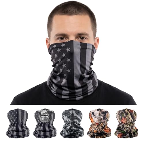 S A Soul of Adventure 5-Pack UV Face Shield | UV Protection UPF 30+ Multipurpose Neck Gaiter Balaclava for Adults | Hunting Camo 2.0