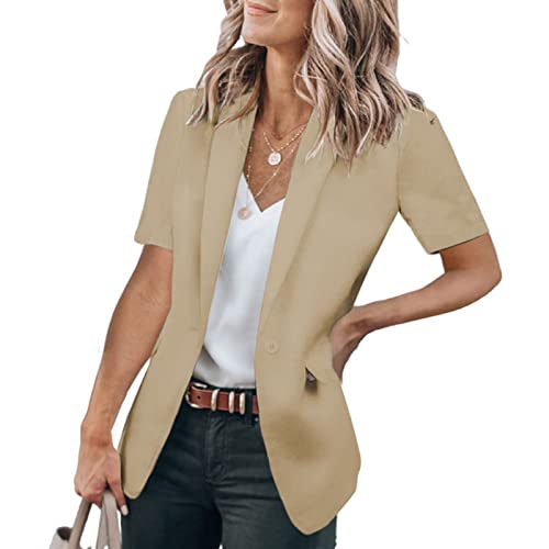Women's Casual Blazer Lightweight Dressy Suit Jackets Short Sleeve Open Front Blazers Elegant Work Office Jacket