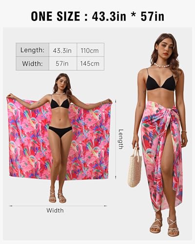 Image of Eicolorte Womens Beach Cover Up Chiffon Sheer Bikini Beach Swimsuit Coverup Sarong Pareo Wraps for Women